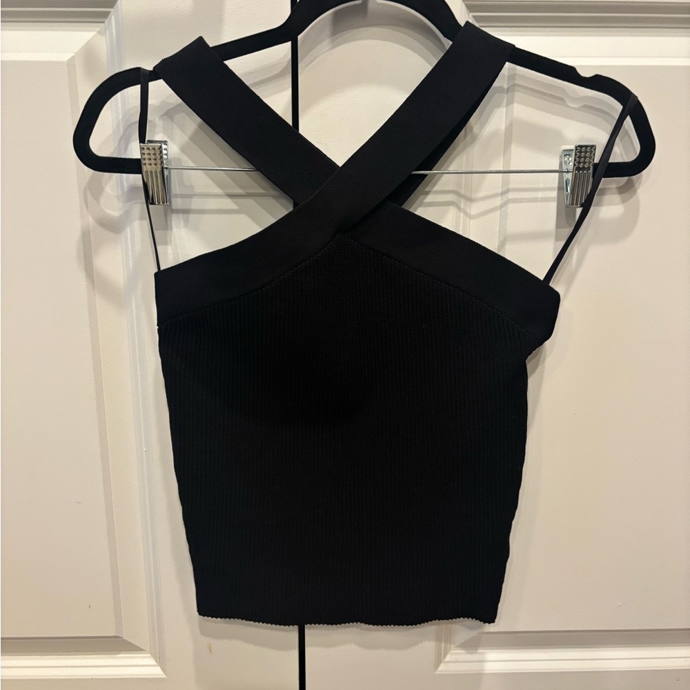 Aritzia Babaton Sculpt Knit Criss Cross Tank Black BNWT Size M - Picture 11 of 11